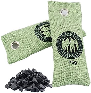 Weiup Natural Activated Bamboo Charcoal Air Purifying Bag Odor Eliminator for Home, Bathroom, Bedroom, Closet, Shoes, Car, Gym Bag, Boxing Gloves, Diaper Bag, Room Purifier 2pack (2 x 75g)