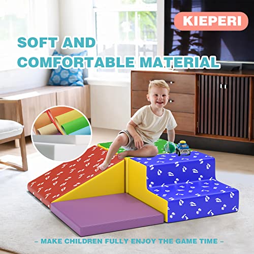 Kieperi 4 Pieces Foam Climbing Blocks for Toddlers, Safe Indoor Baby Climbing Blocks for