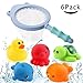 LAKA Bath Toys, 6 Pack Bath Toy Sets with Fishing Net, Pool Squirt Toys Bathtub Fishing Toys for Toddler Baby Kids - 3 Cute Sound Toys, 2 Squirt Toys, 1 Fishing Net