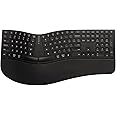 DeLUX Full Size Wireless Ergonomic Keyboard with Palm Rest, Ultra-Thin Split Keyboard, Bluetooth and 2.4G Connection, Rechargeable Battery, Natural Typing (GM909-Black)