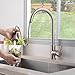 KINGO HOME Commercial High Arch Stainless Steel Single Lever Brushed Nickel Pull Down Sprayer Kitchen Faucet, Kitchen Sink Faucet with Dual Function Spout Sprayer