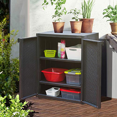 ZHOUAICHENG Gartenschrank Außenrasenschrank Kunststoff Rattan-Finish Umweltschutz Formaldehydfrei Im Nordischen Stil… – Bild 5