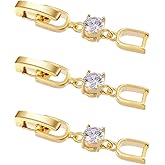 MEEDOZ Necklace Bracelet Extenders, 3pcs Gold Plated Crystal Rhinestone Foldover Extension Clasp Set for Bracelet Necklace and Jewelry Making (Gold Tone)