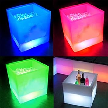 Eaxus RGB-LED Eiswürfelbehälter Flaschenkühler mit Schmelzwasser-Auffang