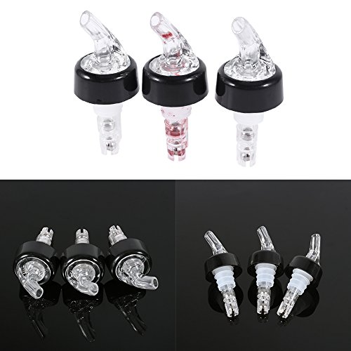 Automatic Measure Liquor Pourers, Plastic Measured Liquor Spirit Pourer Free Flow Wine Bottle Pour Spout Stopper Transparent for Home Bar (Transparent, 6)