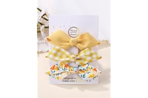 3pcs Baby Girl Hair Bow Clips 3" Yellow Floral Soft Fabric Hair Clips Toddler Alligator Clips Barrettes Hair Accessories for 