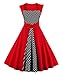 KILLREAL Women's Sleeveless Retro Vintage Polka Dot Christmas Party Dress Red Large