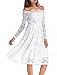 Abby&Mavis Women Vintage Floral Lace Long Sleeve Off Shoulder A Line Swing Dress