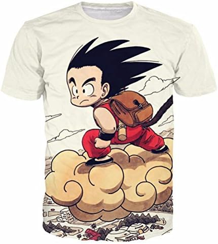 GokuKing Unisex Anime Round Neck Sportwear Dragon Ball Goku Short Sleeve Casual Tops M