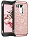 BENTOBEN Nexus 5X Case, LG Nexus 5X Case, Shockproof 2 in 1 Luxury Glitter Bling Hybrid Slim Hard Covers Sparkly Shiny Faux Leather Chrome Protective Case for LG Google Nexus 5X (2015), Rose Gold