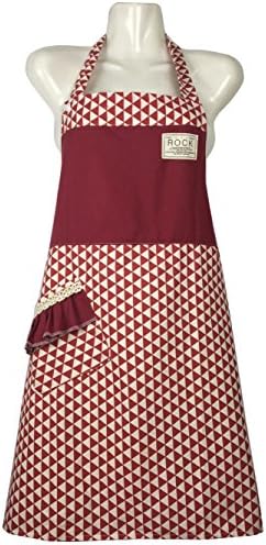Jonebel Bib Apron with Inner Waterproof Lining，Fashion Floral Pattern Printed Woman Kitchen Pinafore，2 Front Pockets, Wine-Triangle