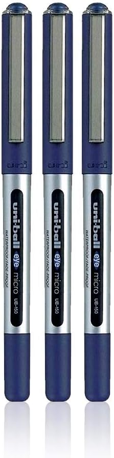 uni-Ball Eye Micro UB-150 Fine Rollerball Pen - Blue, Pack of 3, 1 count (Pack of 3)