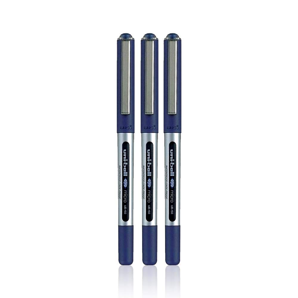 uni-Ball Eye Micro UB-150 Fine Rollerball Pen - Blue, Pack of 3