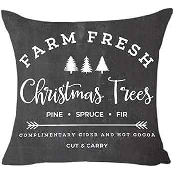 MFGNEH Farm Fresh Christmas Trees Cotton Linen Throw Pillow Covers Christmas Decor Cushion Cover 18 x 18 Inch for Sofa,Christmas Pillow Covers
