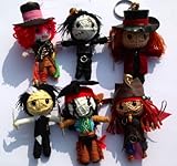 String Doll World Super 6 Johnny Depp Set String Doll Keychain - Tonto, Jack Sparrow, Mad Hatter, Edward Scissorhands, Willy Wonka, Sweeney Todd