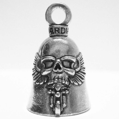 GuardianÂ® Ghost Rider Skull on Motorcycle Biker Luck Gremlin Riding Bell or Key Ring