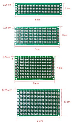 Frentaly Total 40 PCS 10pcs 2x8cm, 10pcs 3x7cm, 10pcs 4x6cm, 10pcs 5x7cm Mixed Double Dual Sided Side DIY Prototype Circuit Breadboard PCB Universal Board(G) - Thumbnail 2