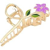 Purple Flower Metal Hair Clips Large Tulip Hair Claw Clips, Large Hair Claw Hair Barrettes Non-Slip No Broken Strong Hold Hair Clamps Fashion Hair Accessories for Woman With Long Hair