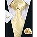 Hi-Tie Gold Woven Silk Necktie Tie Pocket Square Cufflinks set For Men