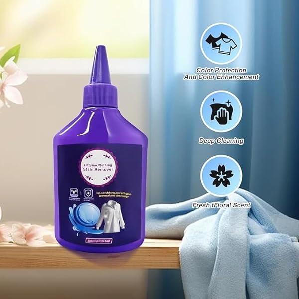OJJ NEW LAUNDRY STAIN REMOVER,240ML CLOTHES OIL STAIN REMOVER,STUBBORN STAINS CLEANER,ENZYME CLEANER,LAUNDRY DETERGENT,ENZYME LAUNDRY STAIN REMOVER,STAIN REMOVER FOR CLOTHES LAUNDRY