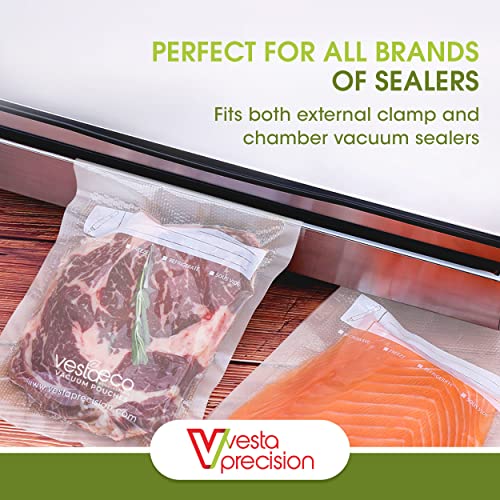 Vesta Precision Vacuum Seal Bags | Clear and Embossed | 11x16 inch | Gallon | 100 Vacuum Bags per Pack | Great for Food Storage and Sous Vide