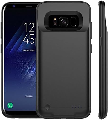 ANIKOV-05 for Galaxy S8 Aluminium alloy edge Battery Case, 4200mAh Rechargeable External Battery Portable Charger Protective Charging Case Pack Power Bank Cover for Samsung Galaxy S8 (Matt Black)