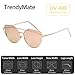 TrendyMate-Womens Street Fashion Metal Twin Beam Flat Mirror Lens Cat Eye Sunglasses … (Gold/Pink, 57mm)