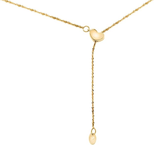 9ct Yellow Gold Heart Slider Chain Necklace 56cm/22" Amazon.co.uk