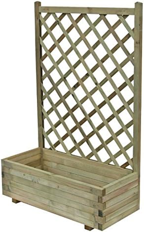 Hard Timber Rectangular Planter - with Wooden Trellis - A Charming Garden Planter Perfect for your Favorite Climbing Plants