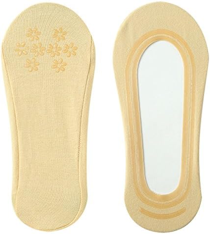 Women's No Show Casual Socks Non Slip Stretchy Low Cut Cotton Sock (2/4 pairs) (Shoe size 5-8, Nude-2 Pairs)