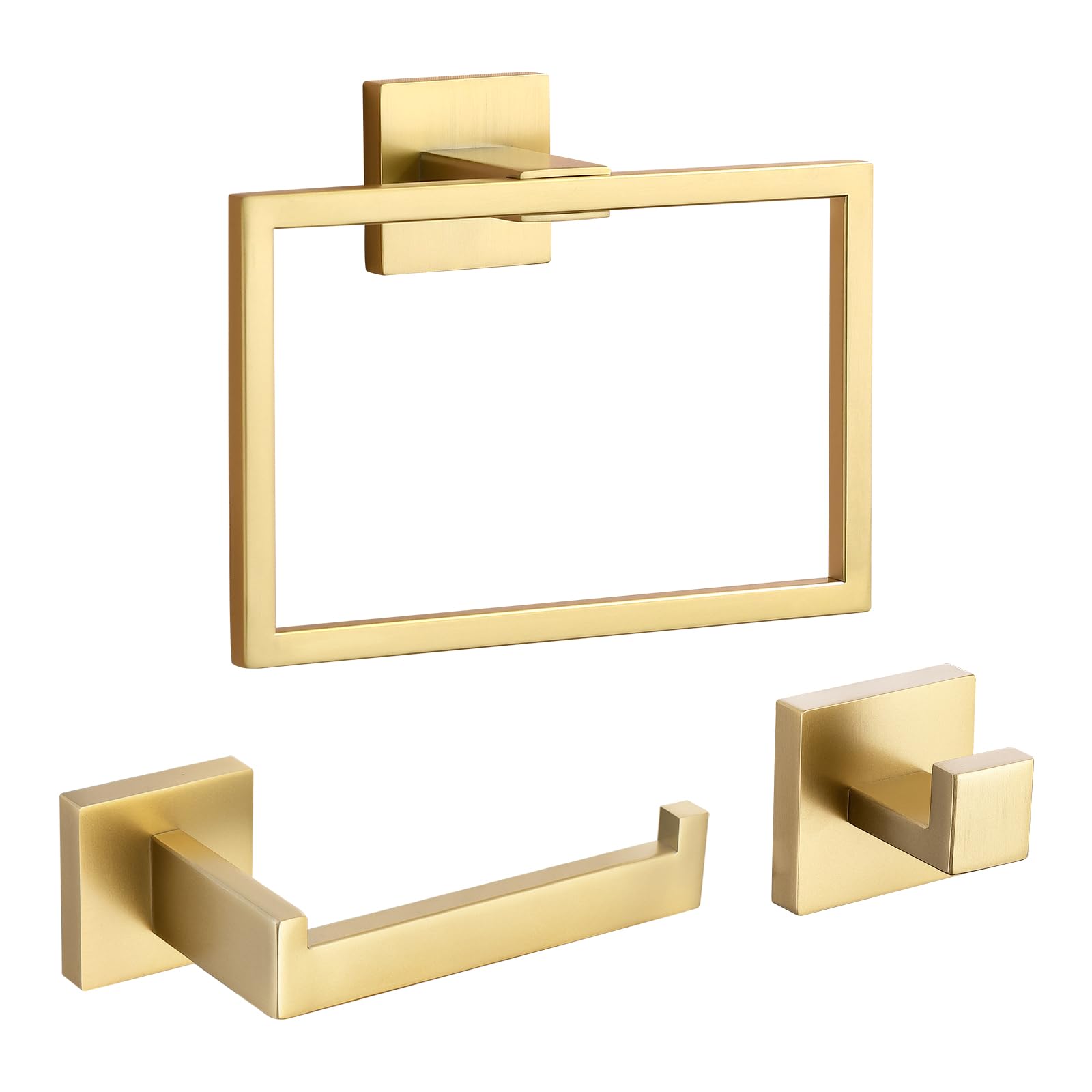 Photo 1 of TURS Bathroom Accessory Set Brushed Gold Towel Ring Set Stainless Steel Toilet Paper Holder Towel Ring Robe Hook Wall Mount
