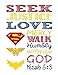 Superhero Set of 4 - Christian Wall Art Print - Supergirl, Batgirl, Wonder Woman - Bible Verse Nursery, Playroom or Kids Room Decor - Multiple Sizes