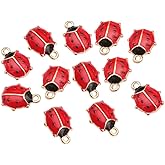 UUYYEO 20 Pcs Enamel Ladybug Charms Metal Insect Charm Pendant Mini Flying Animal Charms Ladybirds Beetle Charms for Earrings Necklaces Jewelry Making