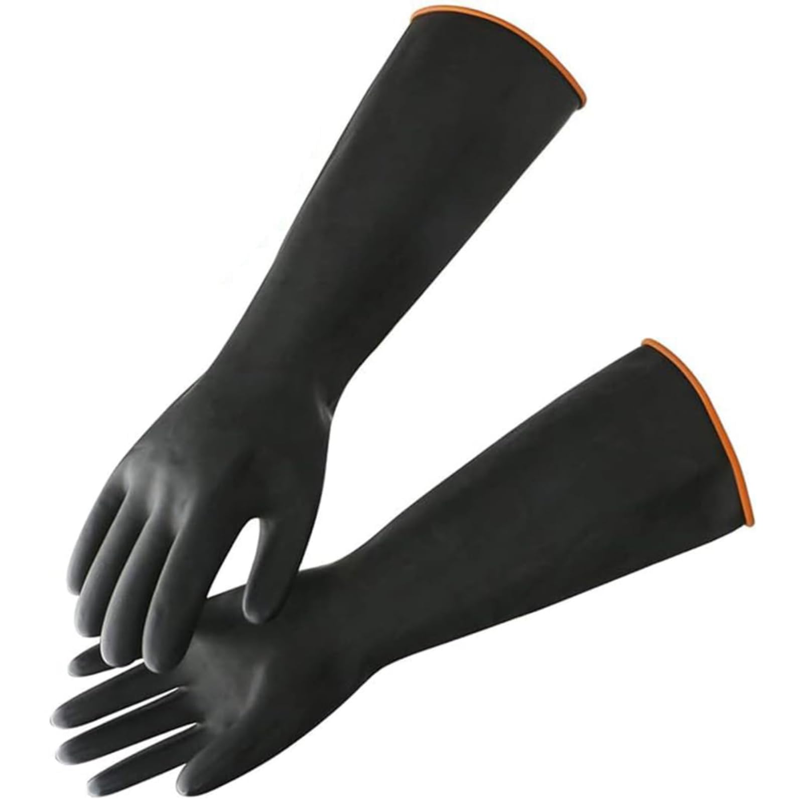 14" XL Rubber Gloves, Reusable Heavy Duty Latex Gloves Industrial Safety Work Glove, Chemical Resistant Gloves, Waterproof, Resist Strong Acid & Alkali for Household Industry, Non-Slip, 1 Pair