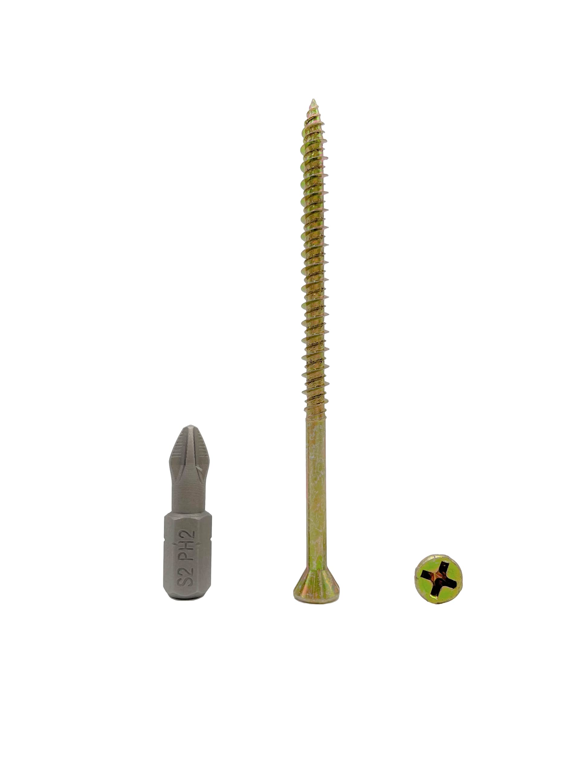 (Pack of 30 pcs) Yellow Zinc Plated Steel 4.2 x 75 mm Wood Screws, Particle Board Screw, Phillips Trim Head, Countersunk Head, Plywood, Chipboard Screws (30, 4.2 x 75 mm)