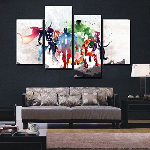 H.COZY 4 Piece The Avengers Modern Art Canvas Wall Paintings Cuadros