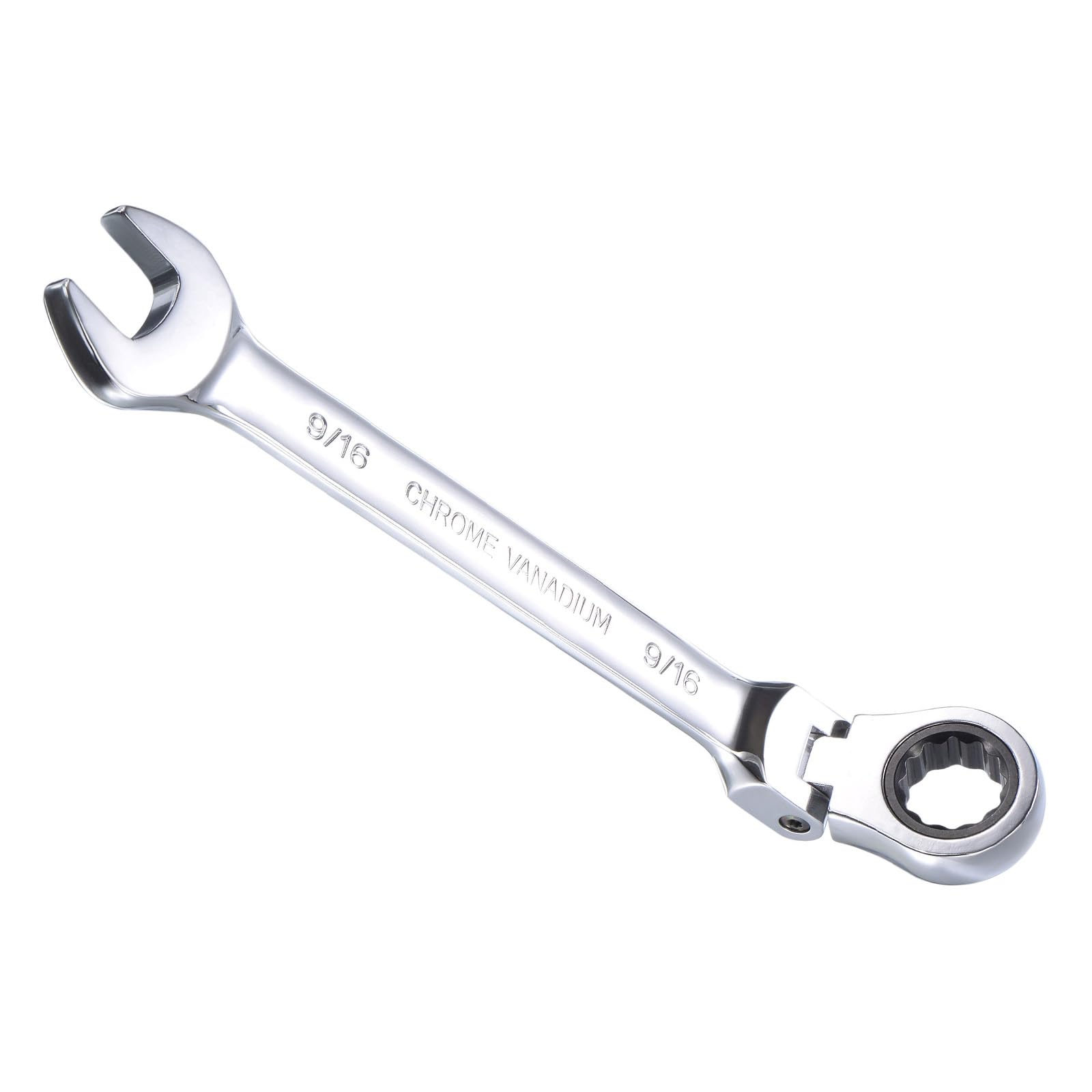 CoCud Flex-Head Ratcheting Wrench, 9/16" Head SAE 72-Teeth, Cr-V Combination Wrench Spanner - (Applications: for Repairing Home Tasks)