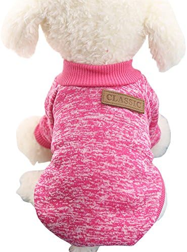 Pet Dog Classic Knitwear Sweater Warm Winter Puppy Pet Coat Soft Sweater Clothing for Small Dogs (S, Rose)