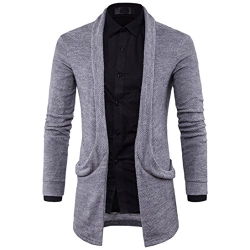 image for Sinzelimin Winter Autumn Mens Sweater Suit Slim Fit Knit Cardigan Soli