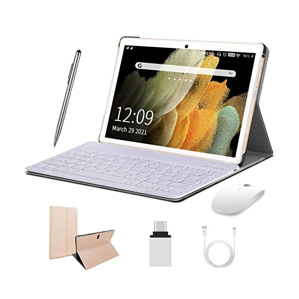 Android-10-Tablets-10-Inch-4G-Tablet-PC-4GB-RAM-64GB-ROM-Dual-SIM-Card-8000mAh-Battery-Quad-Core-Unlocked-Tablets-BluetoothWifiGPSGMS-CertificationGold AOYODKG 10 Inch Tablet PC Android 10 Phablet, 4GB RAM 64GB ROM Dual 4G SIM/SD, Quad Core Unlocked Tablets Call Phones…