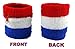 Funny Guy Mugs Unisex Sweatband Set (3-Pack: 2 Wristbands with Zipper/Wrist Wallet & 1 Headband), Red/White/Blue