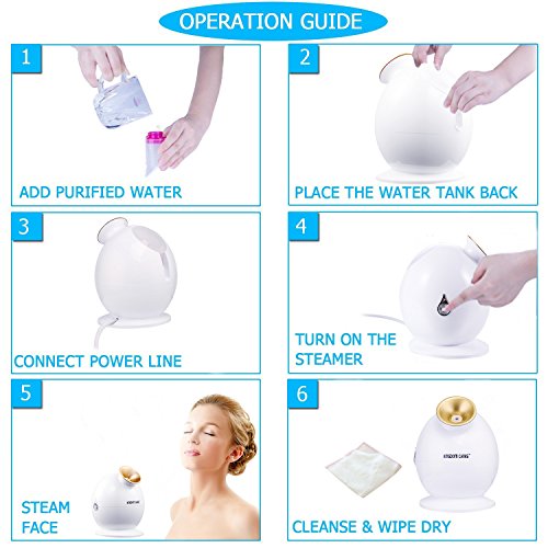 KINGDOMCARES Hot Mist Facial Steamer Warm Nano Ionic Moisturizing Face Humidifier Personal Home Sauna SPA Unclogs Pores Blackheads Acne Comedone Removal Facial Hydration System Nano Sprayer Gold - Thumbnail 7