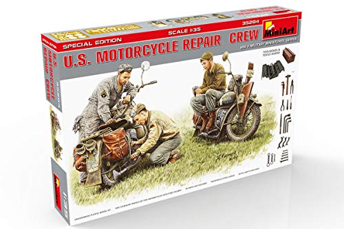 MiniArt 35284 US Motorcycle Repair Crew - Special Edition, WWII Military Miniatures 1/35 Scale Model Kit