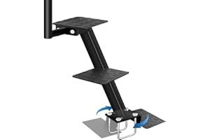 EPICHORIZON Universal Heavy Duty Triple Steps - Black Steel Powder Coated Boat Trailer Ladder Fits Most 3'' & 4'' Trailers