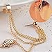 Women Fashion Punk Rock Leaf Chain Tassel Dangle Ear Cuff Wrap Earrings Ear Clip