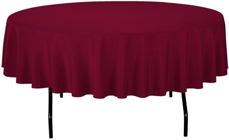 60 " Burgundy Round Polyester Tablecloth For Wedding Party & Restaurants 1 Pack