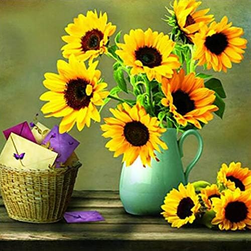 Udefineit Sunflower 5D Diamond Paint by Number, Mosaic Making Rhinestone Embroidery Cross Stitch Arts Craft, Full Drill Square Diamonds 5D DIY Painting for Home Wall Decor, 12x12"/30x30cm