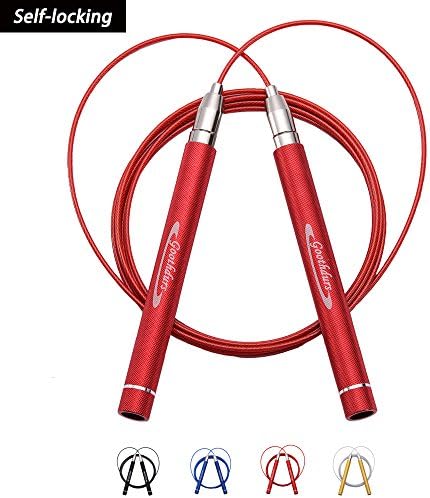 Goothdurs Adjustable High Speed strong Aluminum Jump Rope - 360 Degree Spin Professional Fitness Training with Anti-Wear Pipe