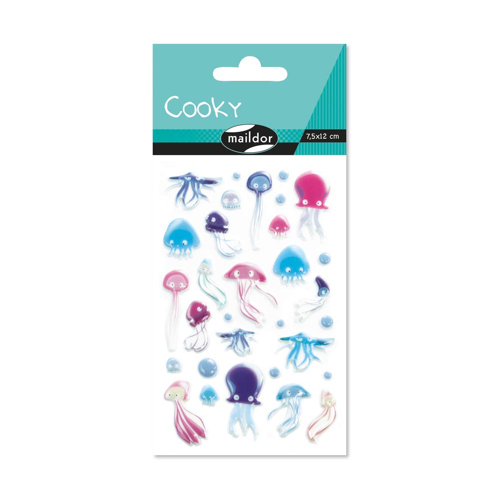 Maildor CY099C - 3D STICKERS Cooky - 1 sheet - 12x8 cm - 31 stickers - JELLYFISH THEME - Children's Arts and Crafts Accessories - Creative and Leisure โ image 1