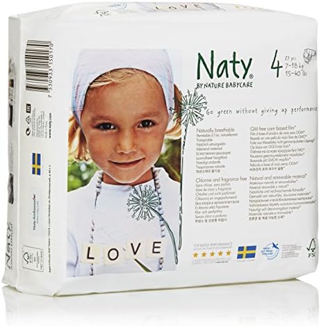 Branded Naty, ECO By Naty Diapers, Size 4, 27 Diapers , Weight 37lbs - Branded Diapers with fast delivery (Soft and Comfortable for Babies)